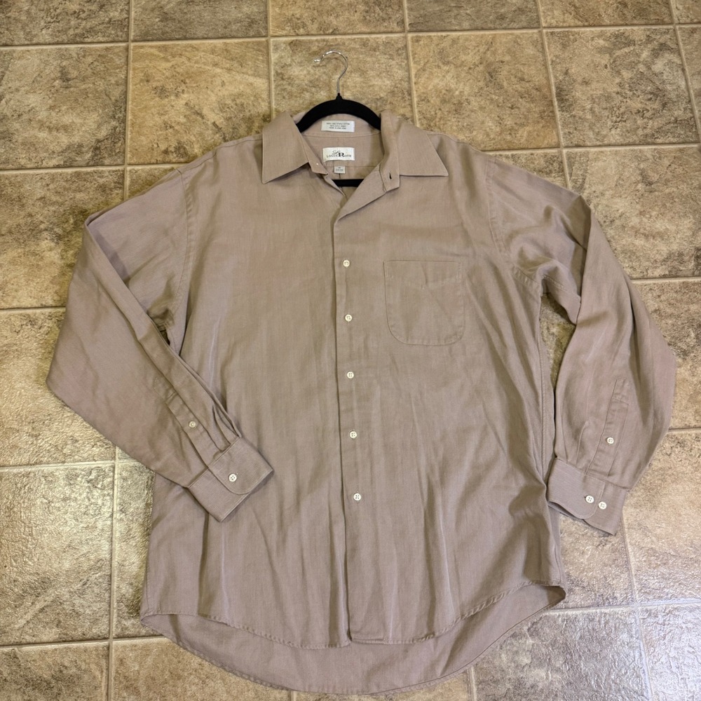 Louis Roth Tan 100s 2-Ply Dobby Cotton Dress Shirt Mens 16 34/35 Long Sleeve